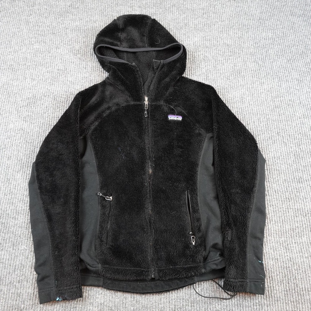Patagonia R3 Hi Loft Hoodie Jacket Womens Small Black Fleece Full Zip 25706